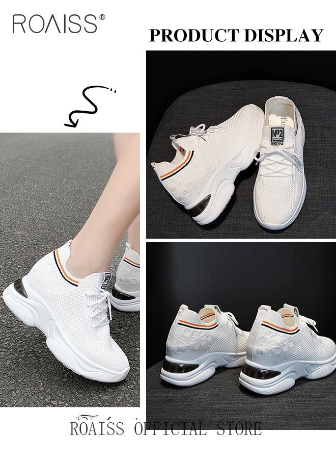 Women's Thick Sole Sneakers Women's Mesh Dad Shoes Women's Thick Sole Hollow Casual Shoes