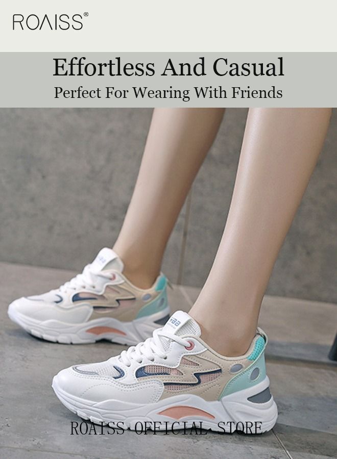 Ladies Sports Shoes Casual Shoes Sports Breathable and Wear-Resistant Low-Top Sneakers Women's Fashion All-Match Platform Sneakers
