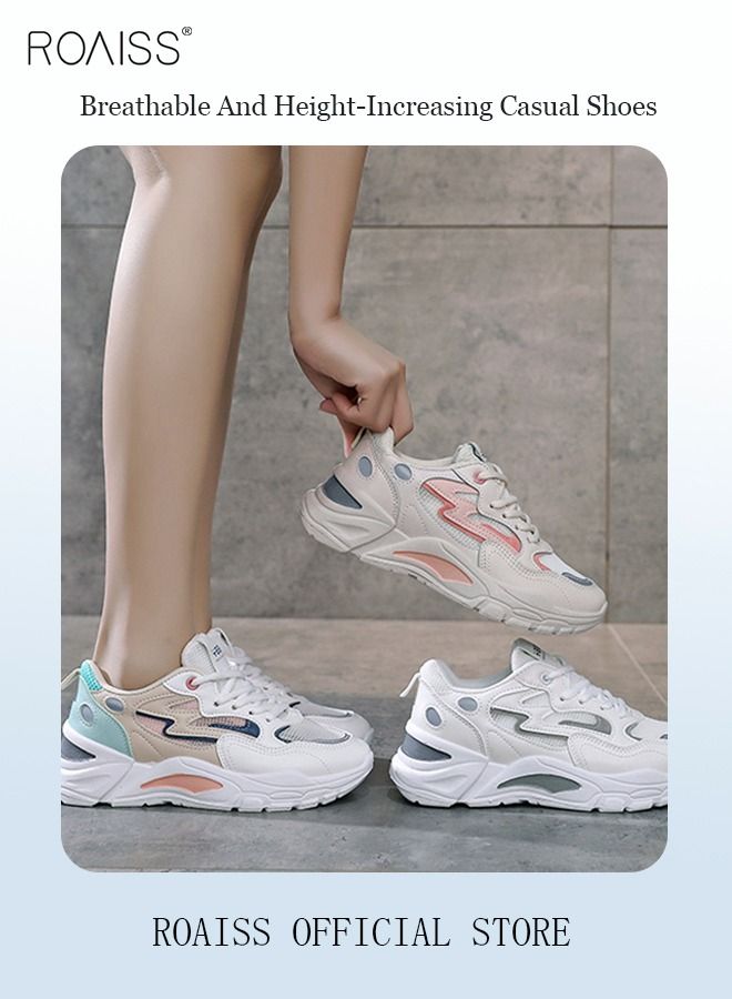 Ladies Sports Shoes Casual Shoes Sports Breathable and Wear-Resistant Low-Top Sneakers Women's Fashion All-Match Platform Sneakers
