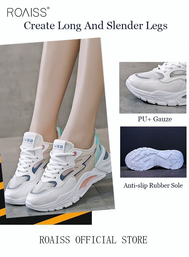 Ladies Sports Shoes Casual Shoes Sports Breathable and Wear-Resistant Low-Top Sneakers Women's Fashion All-Match Platform Sneakers