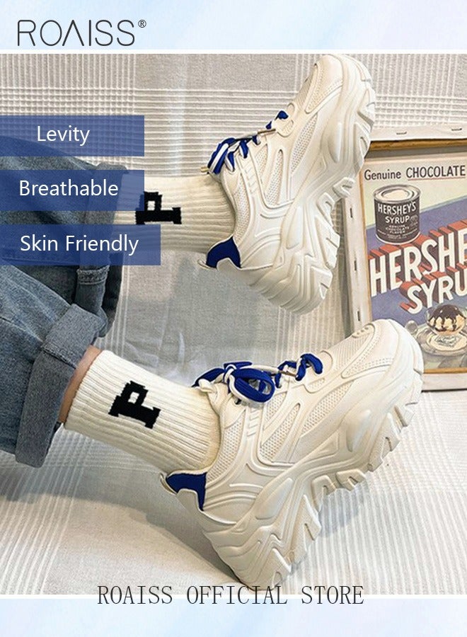 Ladies Sports Shoes Casual Shoes Sports Breathable and Wear-Resistant Low-Top Sneakers Women's Fashion All-Match Platform Sneakers