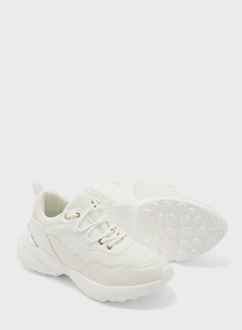 Croc And Texture Wedge Sneaker