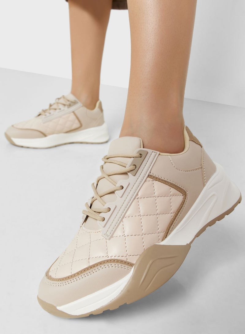 Quilted Metallic Trim Sneaker