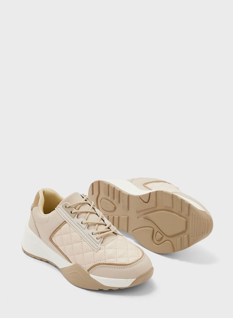 Quilted Metallic Trim Sneaker