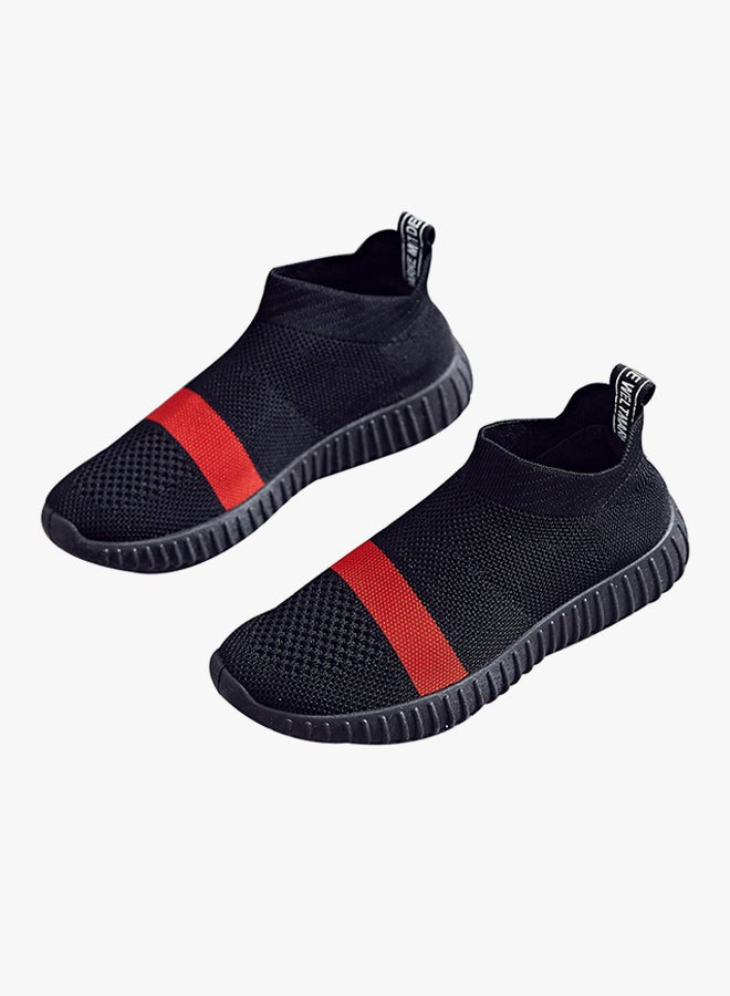 2018 Fashion Breathable Fly Knit Sneakers Black/Red