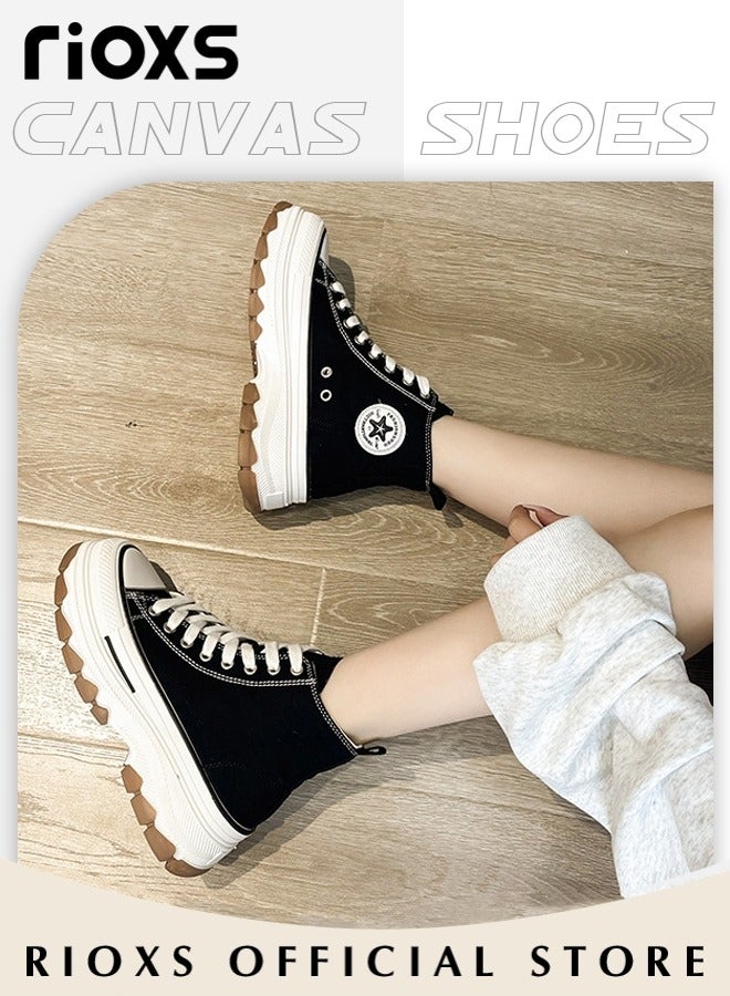 Women's Casual Canvas Low Top Sneakers Classic Lace Up Lightweight Shoes Fashion Breathable Flat Shoes