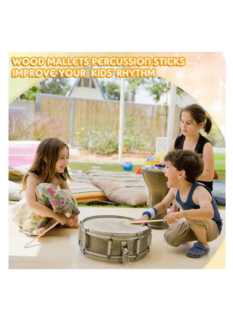 20 Pieces Wood Mallets Percussion Glockenspiel Xylophone Mallets 8.2 Inch Sticks Wood Small Musical Drumsticks Chime Round Head Hammer Wooden Drum and Percussion Mallets for Kids