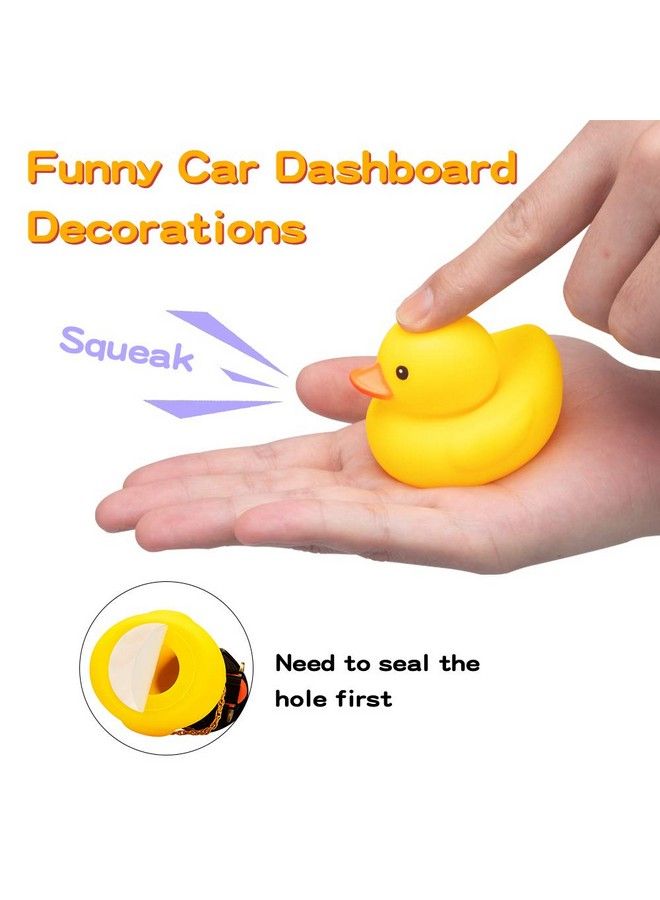Rubber Duck Car Ornaments Cool Yellow Duck Car Dashboard Decorations Squeaky Glasses Duck With Propeller Helmet For Car Ccessories Dashboard Toy (Full_Blackyellow G)