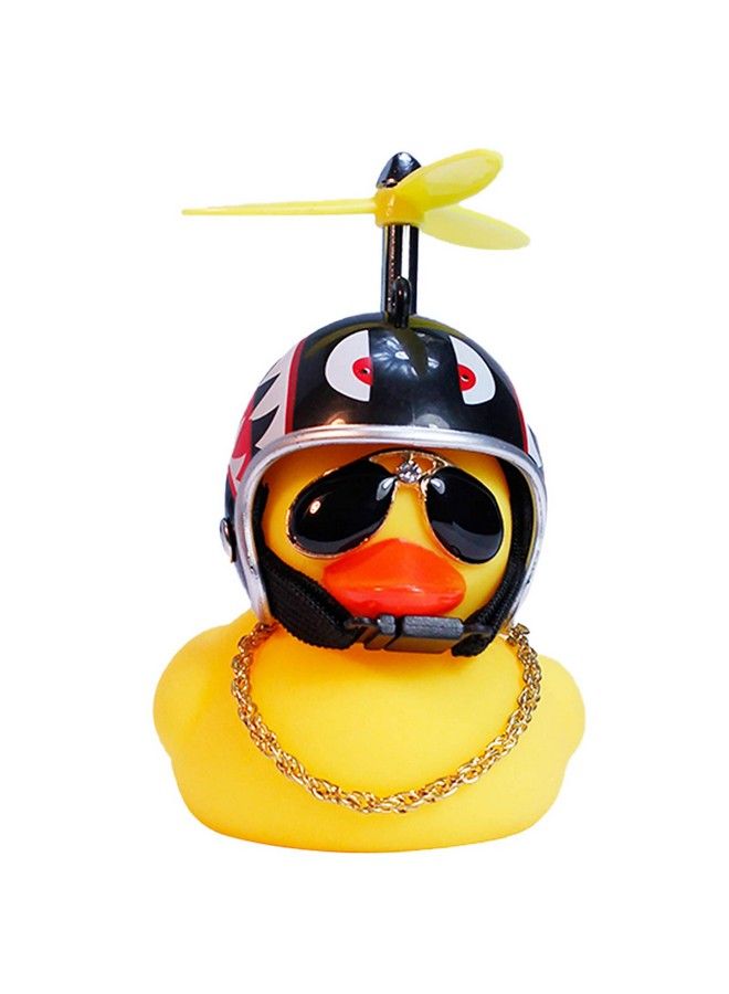 Rubber Duck Toy Car Ornaments Yellow Duck Car Dashboard Decorations Cool Glasses Duck With Propeller Helmet