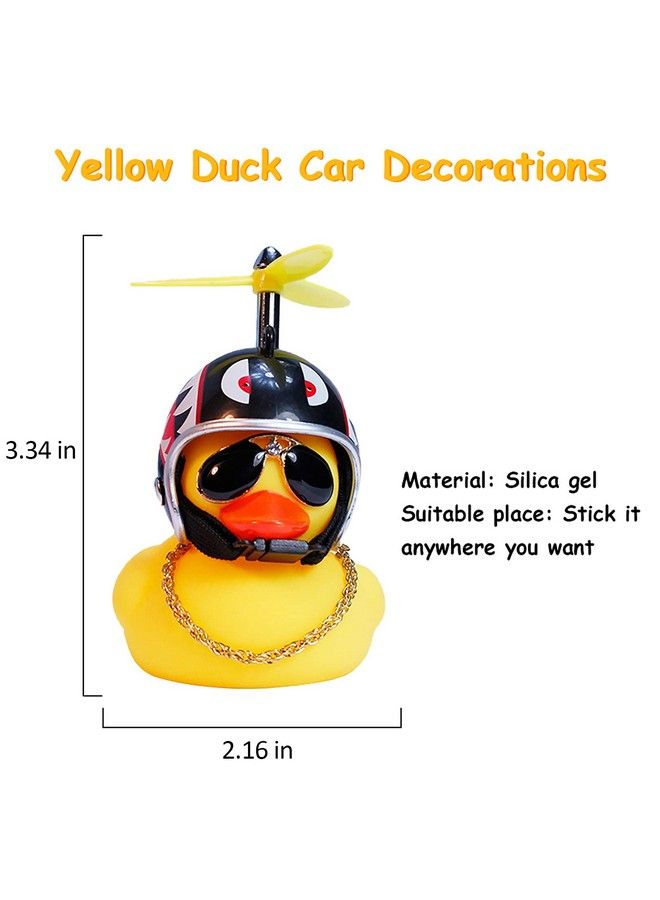Rubber Duck Toy Car Ornaments Yellow Duck Car Dashboard Decorations Cool Glasses Duck With Propeller Helmet