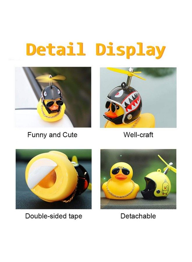 Rubber Duck Toy Car Ornaments Yellow Duck Car Dashboard Decorations Cool Glasses Duck With Propeller Helmet