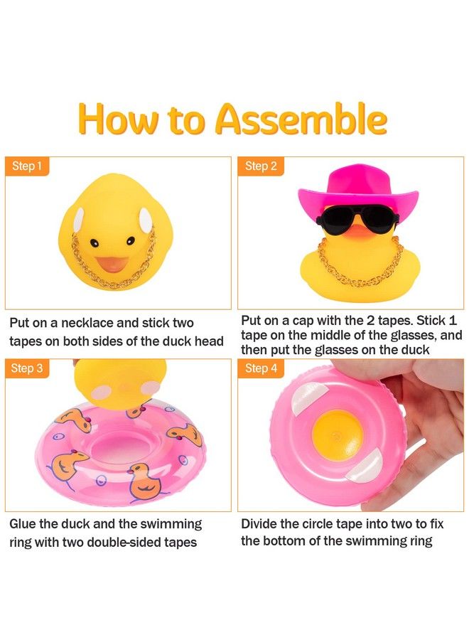 Car Rubber Duck 2Pcs Of Car Duck Decoration Dashboard Car Ornament For Car Dashboard Decoration Accessories With Propeller Helmet Mini Sun Hat Swim Ring Necklace And Sunglasses