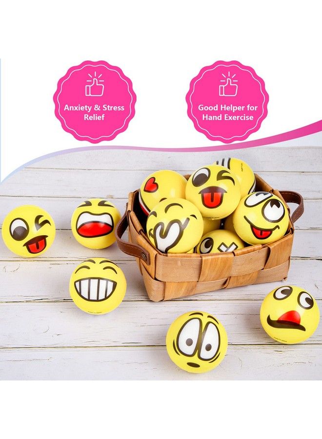 24 Pcs Face Stress Balls 2.5 Inch Funny Face Squeeze Balls Foam Balls For Hand Wrist Finger Exercise Stress Relief Therapy Squeeze