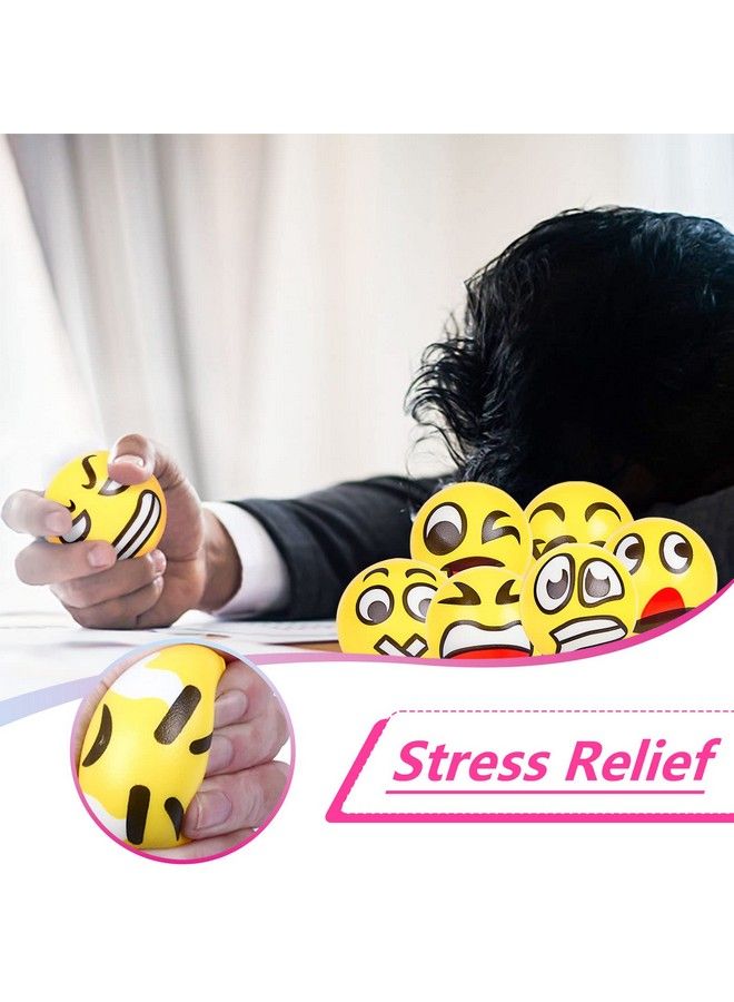 24 Pcs Face Stress Balls 2.5 Inch Funny Face Squeeze Balls Foam Balls For Hand Wrist Finger Exercise Stress Relief Therapy Squeeze