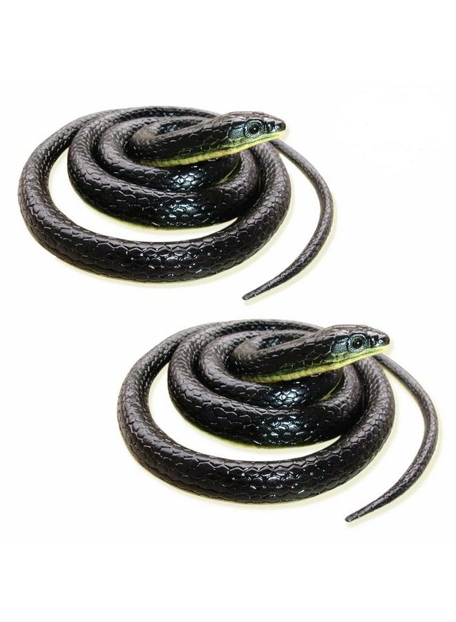 Realistic Fake Rubber Snake Black Snake Toys That Look Real Prank Stuff Cobra Snake 49 Inch Long (2Pack)