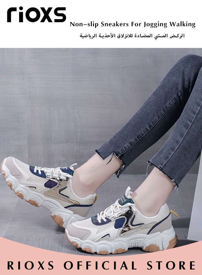 Women's Fashion Chunky Sports Shoes Platform Running Sneakers Casual Mesh Breathable Non-slip Comfort Walking Sneakers For Jogging