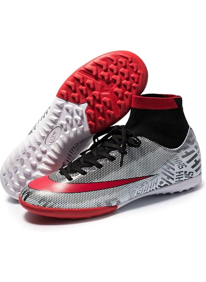 Fashion Football Boots, Unisex High-Top Soccer Athletics Training Sport Football Shoes, Non-Slip Soccer Shoes Sneakers for Child Teens Boy Girl Adult