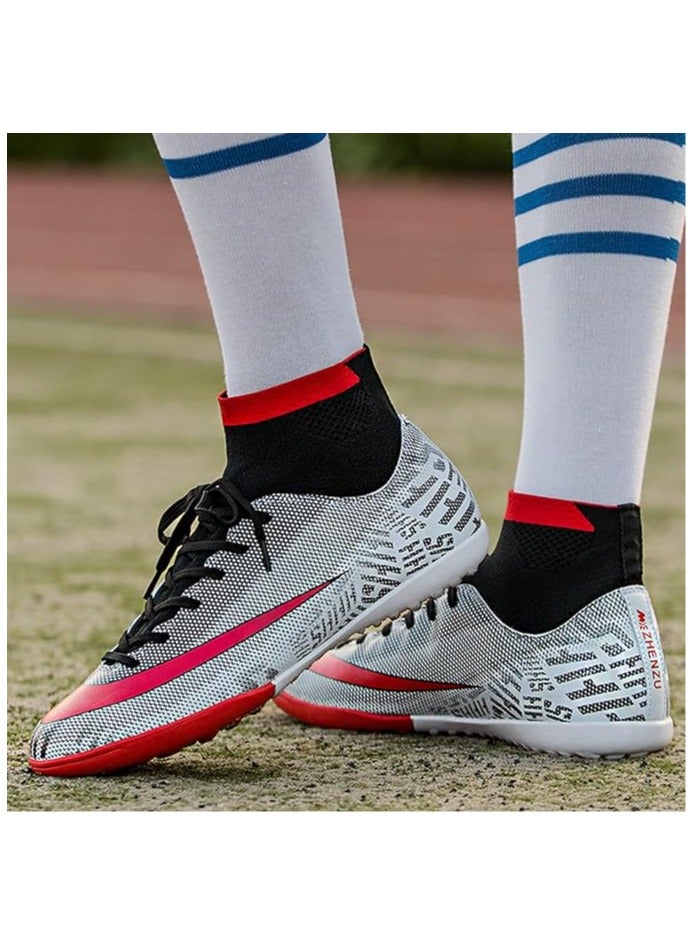 Fashion Football Boots, Unisex High-Top Soccer Athletics Training Sport Football Shoes, Non-Slip Soccer Shoes Sneakers for Child Teens Boy Girl Adult