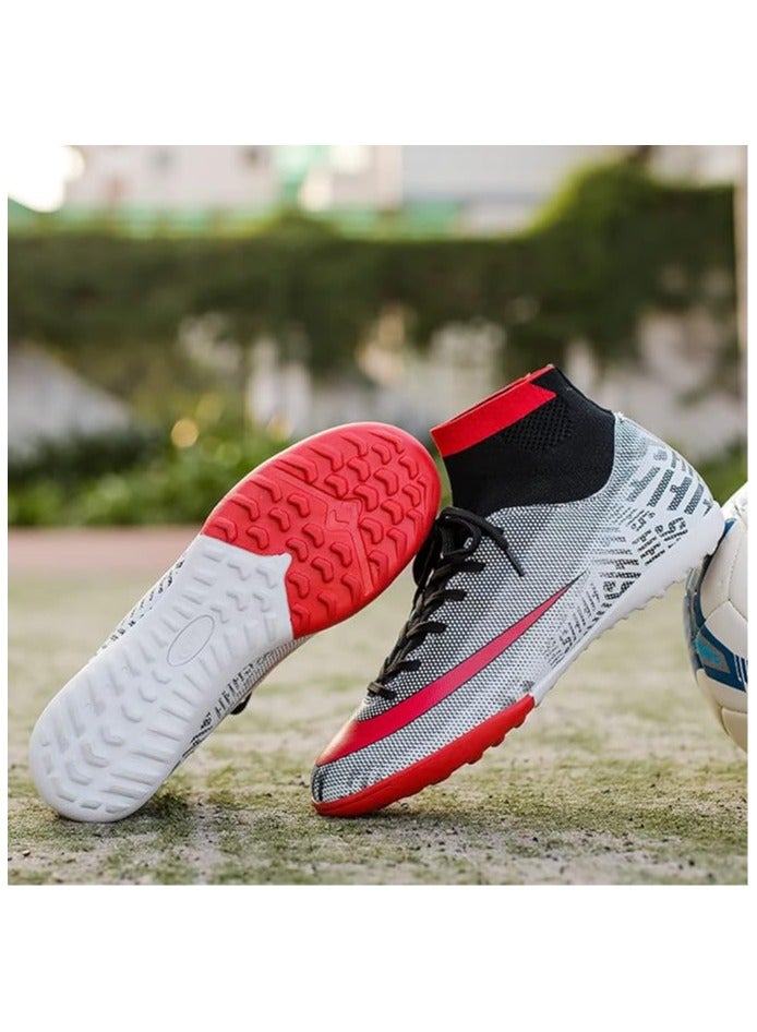 Fashion Football Boots, Unisex High-Top Soccer Athletics Training Sport Football Shoes, Non-Slip Soccer Shoes Sneakers for Child Teens Boy Girl Adult