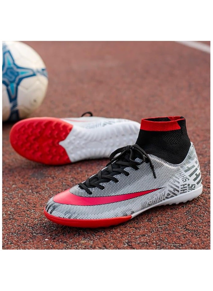 Fashion Football Boots, Unisex High-Top Soccer Athletics Training Sport Football Shoes, Non-Slip Soccer Shoes Sneakers for Child Teens Boy Girl Adult