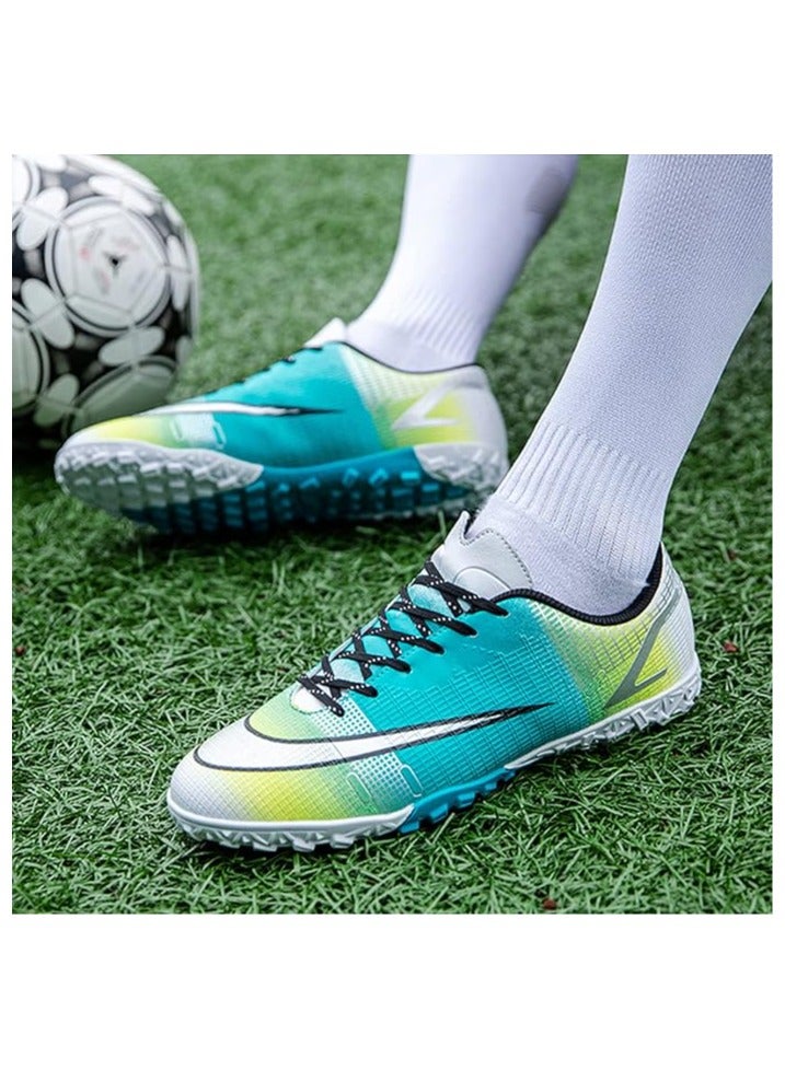 Football Boots Shoes, Unisex Breathable Turf Trainers Outdoor Cleats Professional Athletics Sneakers, Non-Slip Soccer Shoes for Child Teens Boy Girl and Adult Men Women