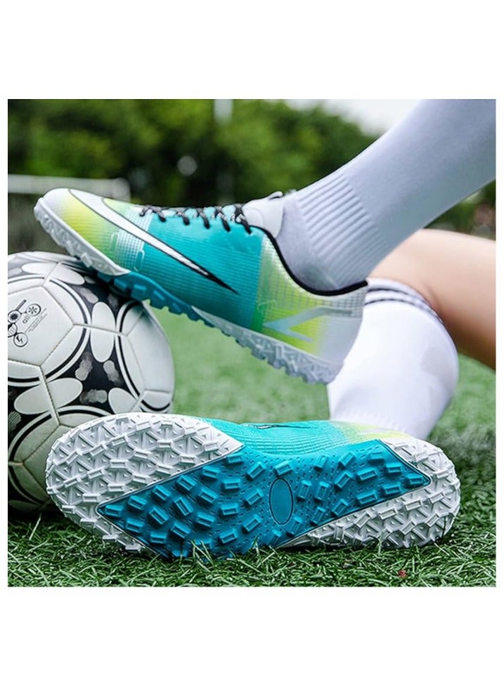 Football Boots Shoes, Unisex Breathable Turf Trainers Outdoor Cleats Professional Athletics Sneakers, Non-Slip Soccer Shoes for Child Teens Boy Girl and Adult Men Women