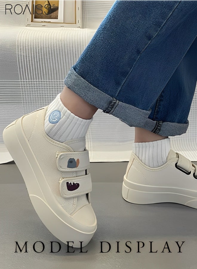 Women's Wear-Resistant Printed Velcro Canvas Shoes Anti Slip Thick Sole Round Toe Casual Sports Shoes Comfortable And Breathable Versatile Sports Shoes