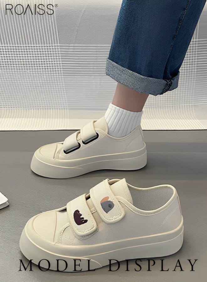 Women's Wear-Resistant Printed Velcro Canvas Shoes Anti Slip Thick Sole Round Toe Casual Sports Shoes Comfortable And Breathable Versatile Sports Shoes