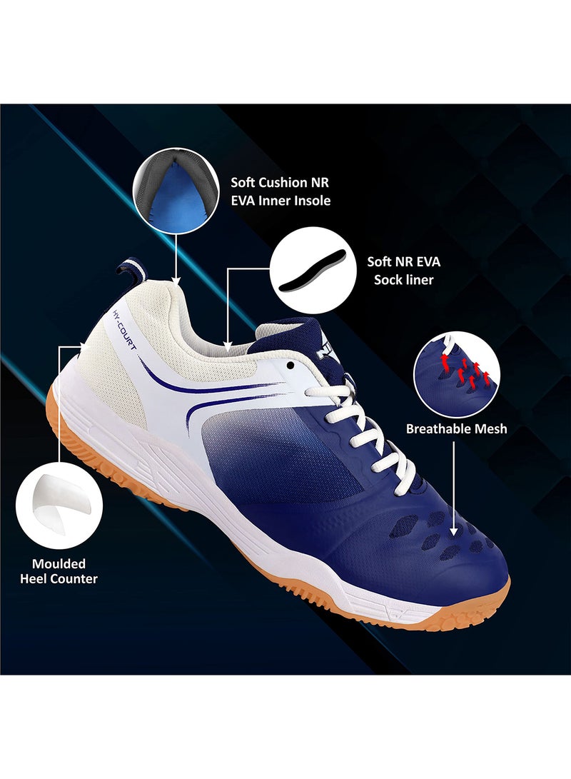 HY-COURT 2.0 BADMINTON SHOES | Material :  Rubber Sole Shoes with Upper Mesh for Sports | Badminton | Volleyball | Squash|  Table Tennis | 10 UK / 11 US / EU 44