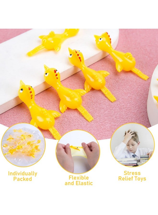 42Pcs Flying Chicken Slingshot Flicking Rubber Chicken Finger Catapult Toys Stretchy Chicken Toy For Kids Adults Party Favors Goody Bags Novelty Gifts