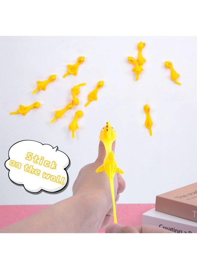 42Pcs Flying Chicken Slingshot Flicking Rubber Chicken Finger Catapult Toys Stretchy Chicken Toy For Kids Adults Party Favors Goody Bags Novelty Gifts