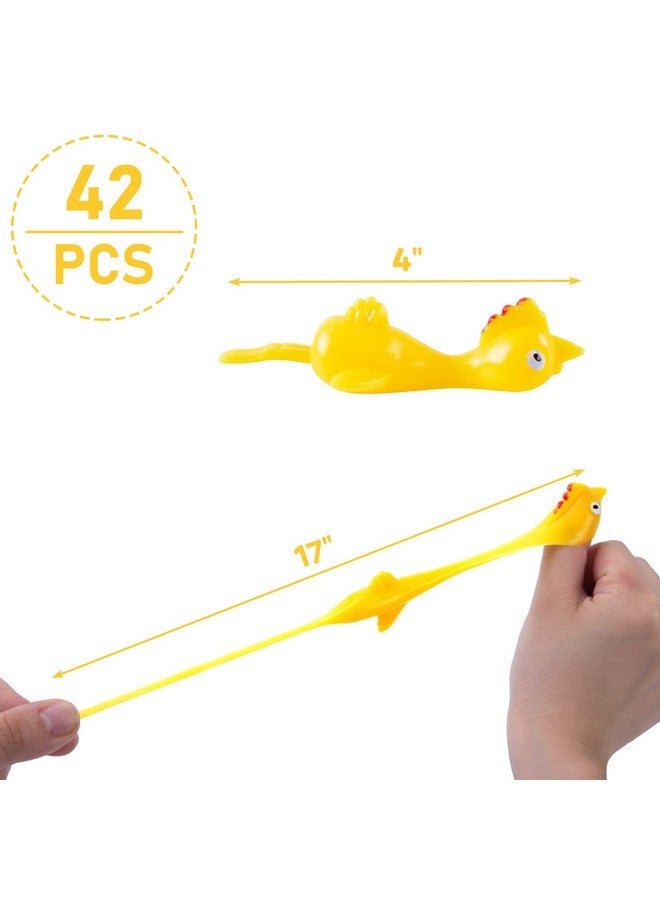 42Pcs Flying Chicken Slingshot Flicking Rubber Chicken Finger Catapult Toys Stretchy Chicken Toy For Kids Adults Party Favors Goody Bags Novelty Gifts