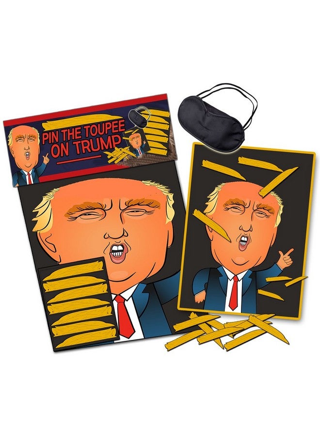 Pin The Toupee On Trump Party Game Donald Trump Gag Gift Funny Political Gifts Free Blindfold Mask White Elephant Ideas Secret Santa Weird Trump Gifts Political Novelty Gifts Republican Democrat