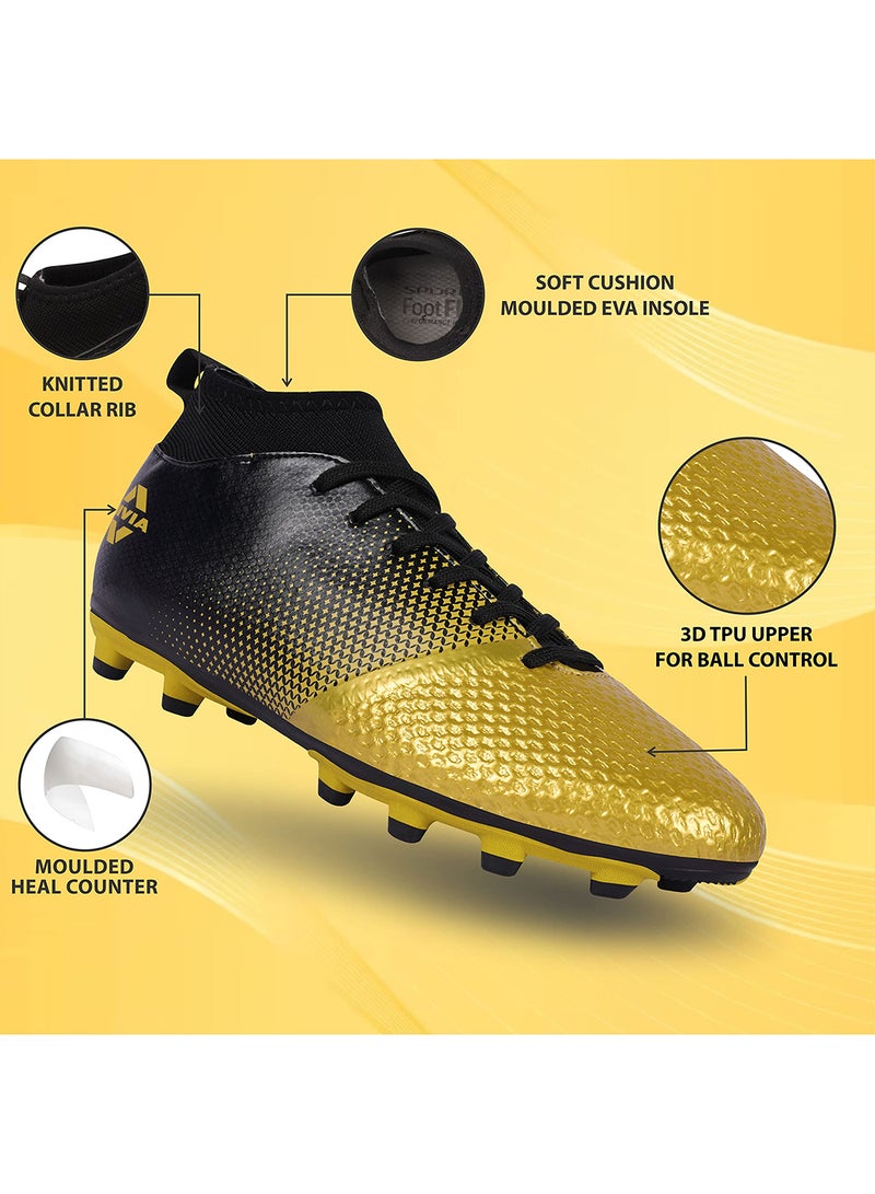 Ashtang Gold Football Stud for Men | Sports and Athletic Footwear | Material : PU Synthetic Leather Upper/Comfortable Football Shoes | Size : 5UK / 6 US / 39EU