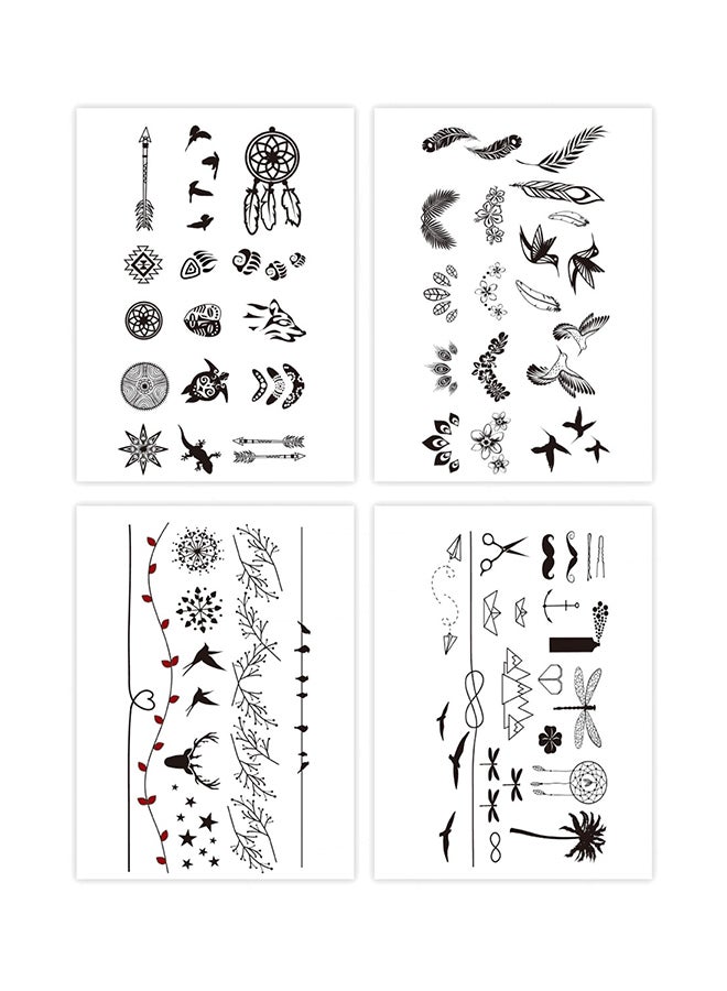 4-Piece Simple Design Temporary Tattoo Sticker Set