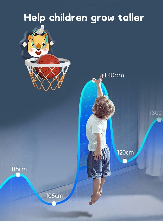 Indoor Basketball Hoop Set for Kids,Cartoon Mini Basketball Hoop Gift,Kids Indoor Fitness Sports Toy Mini Inflated Basketball Hanging Hoops Game