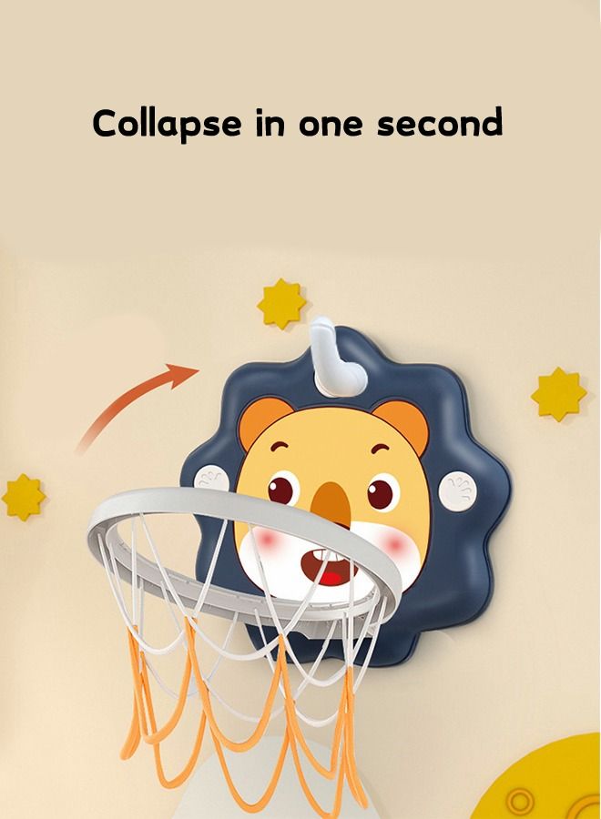 Indoor Basketball Hoop Set for Kids,Cartoon Mini Basketball Hoop Gift,Kids Indoor Fitness Sports Toy Mini Inflated Basketball Hanging Hoops Game