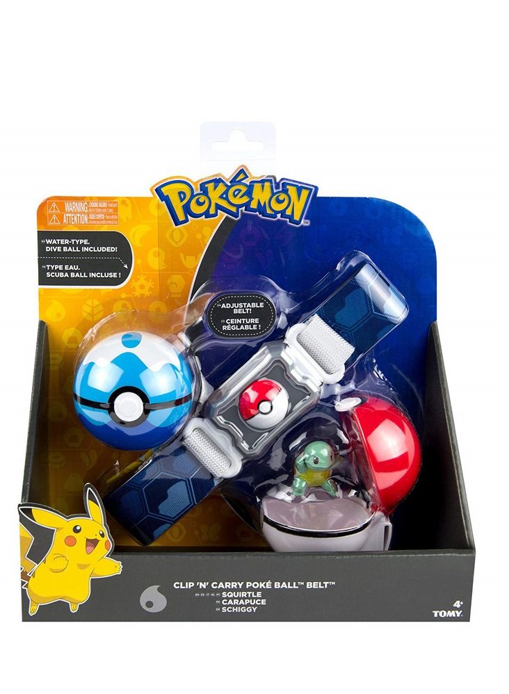 Pokemon Clip Carry Poke Ball Adjustable Belt With Jack Turtle Figure And Grass Type Nest 10*10*10cm