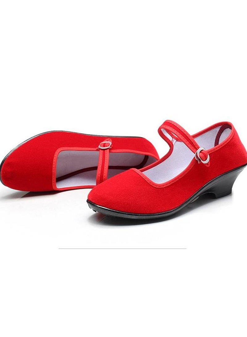 Adult Folk Dancing Shoes Soft Comfortable Dancing Shoe Red Color