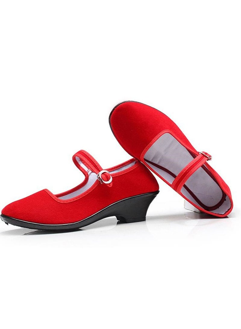 Adult Folk Dancing Shoes Soft Comfortable Dancing Shoe Red Color