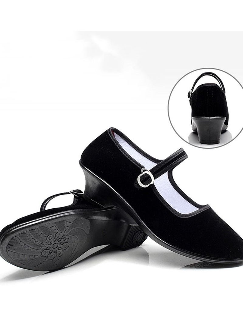 Adult Folk Dancing Shoes Soft Comfortable Dancing Shoe Black Color