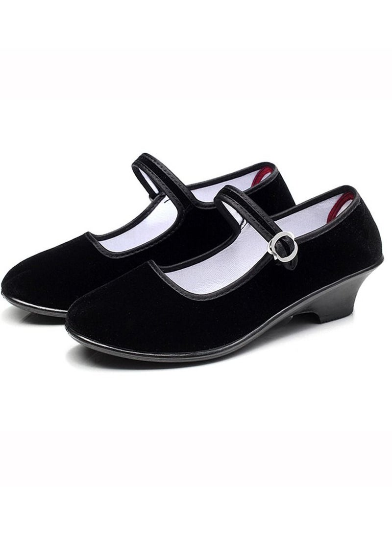 Adult Folk Dancing Shoes Soft Comfortable Dancing Shoe Black Color