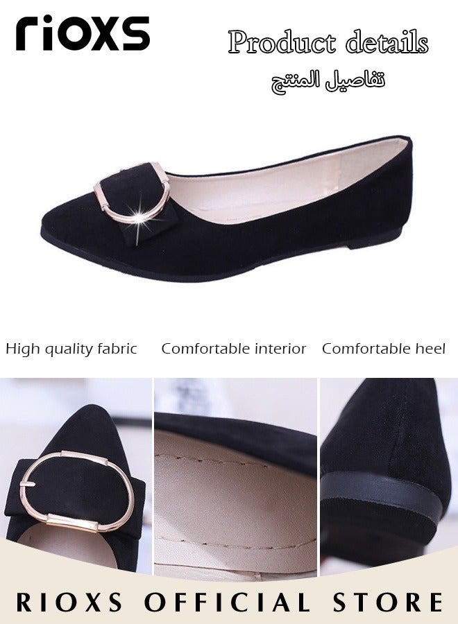 Women's Classic Ballerina Shoes, Stylish Simple Ballet Flats, Pointed Toe Shoes, Comfortable Flat Walking Shoes with Soft Sole, Suitable for Casual or Offical Occasions