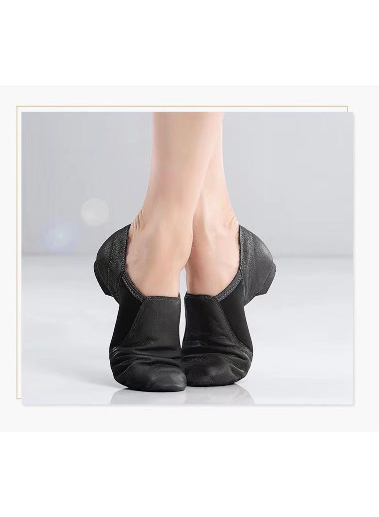 Squality Woman Genuine Leather Dance Shoes Black