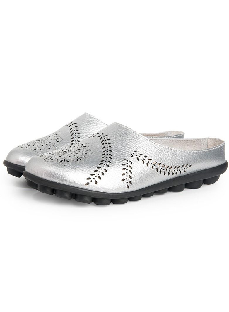 Women's New Spring/Summer Slippers Low Top Flat Shoes Silver