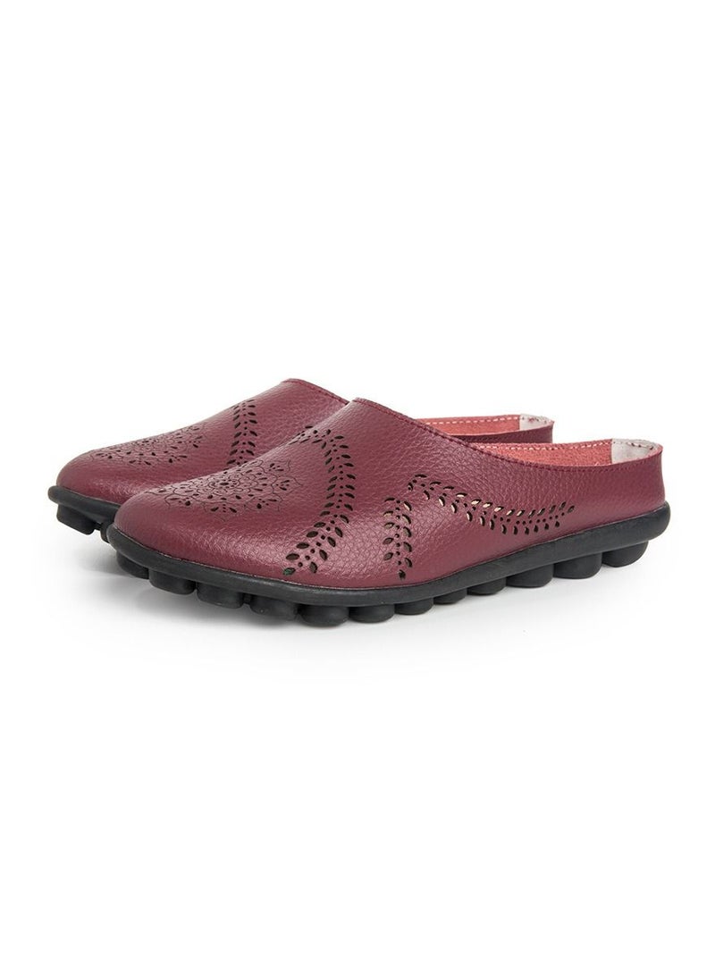 Women's New Spring/Summer Slippers Low Top Flat Shoes Maroon