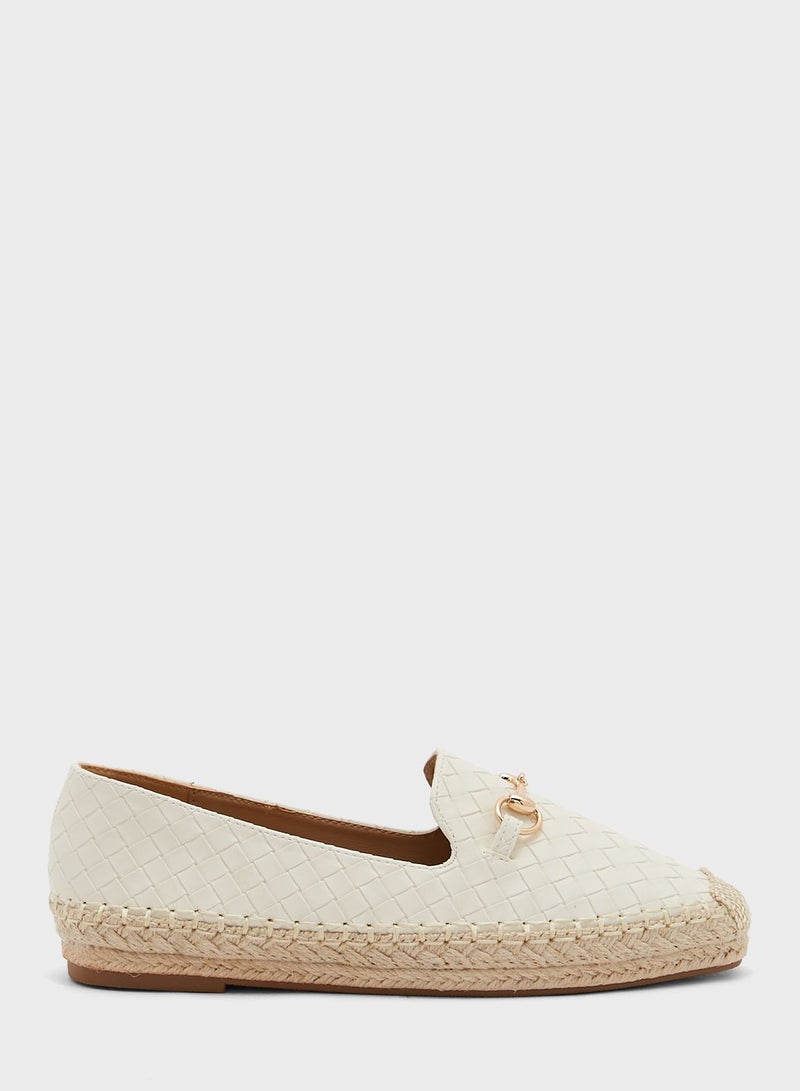 Lattice Horsebit Flat Espadrille