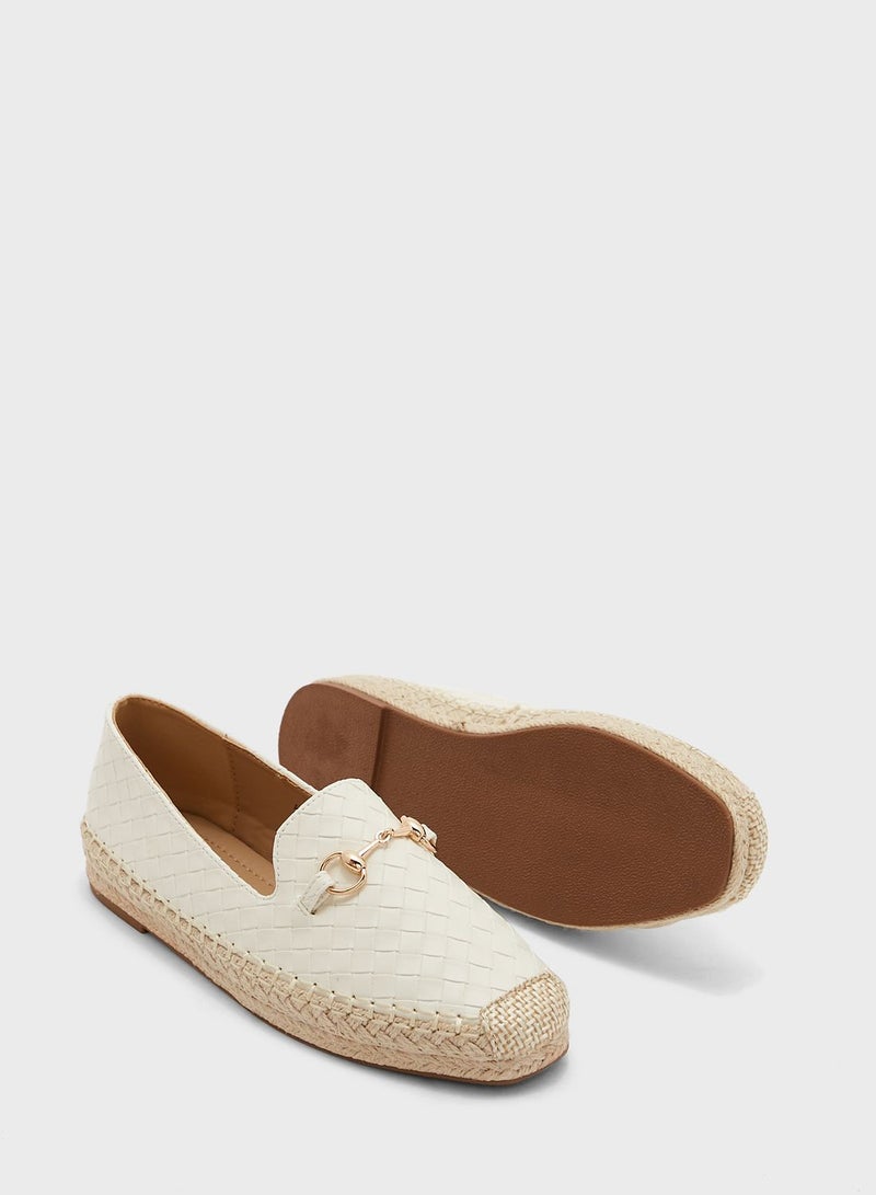 Lattice Horsebit Flat Espadrille