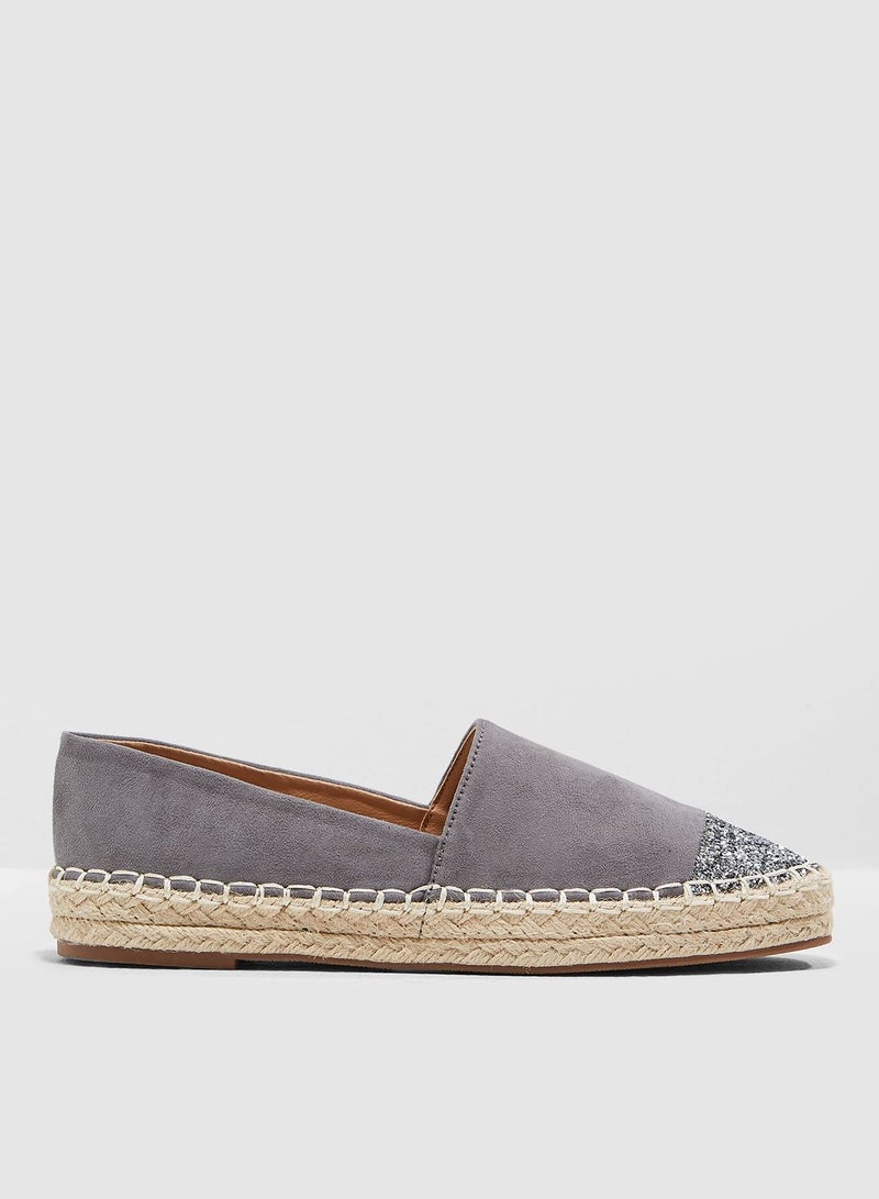 Espadrilles With Glitter Toe