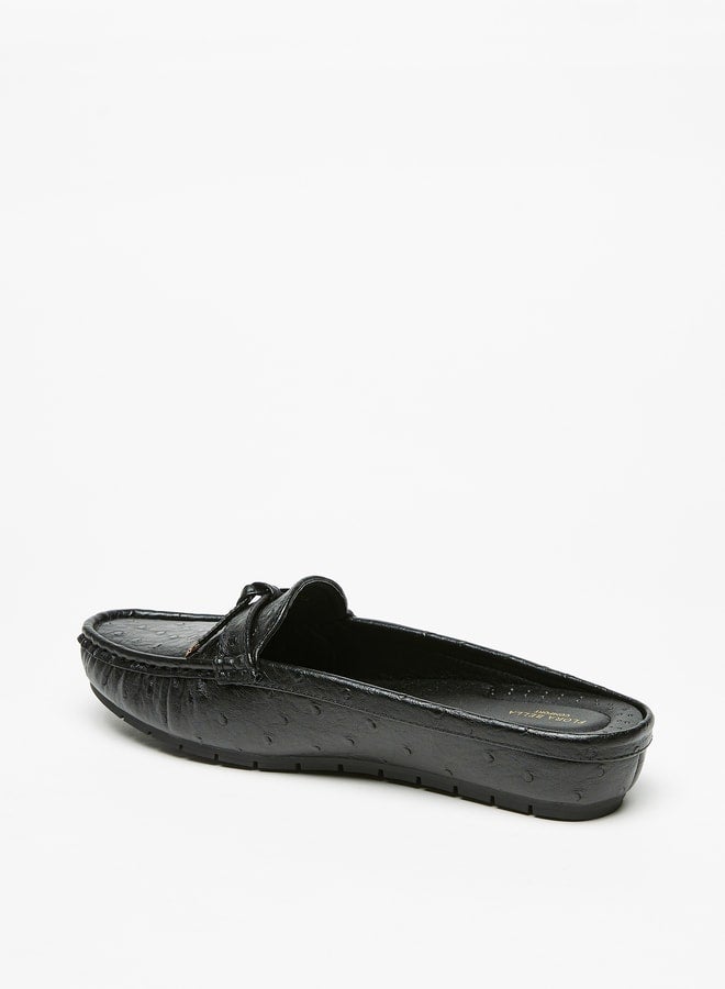 Women's Textured Slip-On Mules With Knot Accent